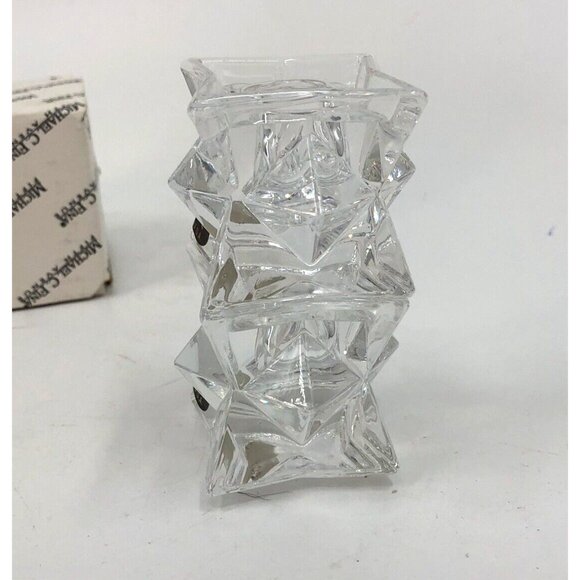 VTG Fifth Avenue 24% Lead Crystal Glass Star Set Of 2 Taper Candle Holders - Picture 3 of 10